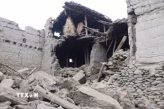 Thiệt hại sau động đất tại tỉnh Kunar, Afghanistan, ngày 1/9/2025. (Ảnh: THX/TTXVN)