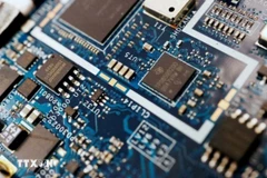 Chip bán dẫn trên một bản mạch máy tính. (Ảnh: Reuters/TTXVN)