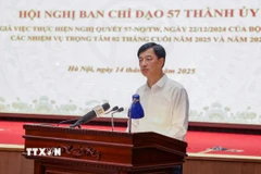 Bí thư Thành ủy Hà Nội Nguyễn Duy Ngọc phát biểu. (Ảnh: Vũ Quang/TTXVN)