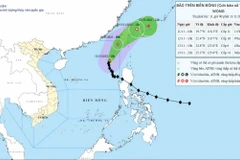 Hồi 10 giờ ngày 11/11, vị trí tâm bão ở vào khoảng 19,7 độ Vĩ Bắc; 118,3 độ Kinh Đông, trên vùng biển phía Đông khu vực Bắc Biển Đông. (Ảnh: Trung tâm Khí tượng Thủy văn Quốc gia)