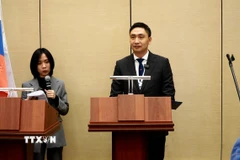 Phó Cục trưởng Cục Xúc tiến thương mại, Bộ Công thương Việt Nam, Hoàng Xuân Chiến phát biểu tại phiên giao thương. (Ảnh: Tâm Hằng/TTXVN)