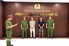 Các đối tượng bị khởi tố. (Ảnh: TTXVN phát)