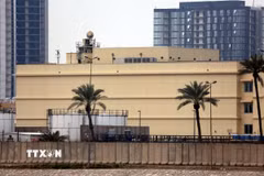 Đại sứ quán Mỹ tại thủ đô Baghdad, Iraq ngày 14/3/2026. Ảnh: THX/TTXVN
