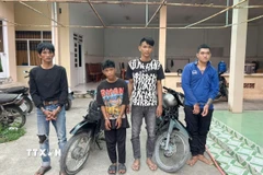 Các đối tượng Chí Hoà, Đức Hoà, Khoa và Chơn (ảnh từ trái qua). (Ảnh: TTXVN phát)