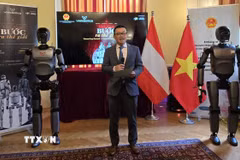 Đại sứ Việt Nam tại Áo Vũ Lê Thái Hoàng phát biểu khai mạc sự kiện (Ảnh: Vũ Hiệp/TTXVN)