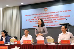 Hội nghị Hiệp thương lần thứ ba lựa chọn danh sách những người đủ tiêu chuẩn ứng cử đại biểu Hội đồng Nhân dân Thành phố khóa XI, nhiệm kỳ 2026-2031. (Ảnh: Xuân Khu/TTXVN)