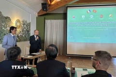 Đại sứ Việt Nam tại Pháp Đinh Toàn Thắng phát biểu tại Hội nghị. (Ảnh: Ngọc Hiệp/TTXVN)