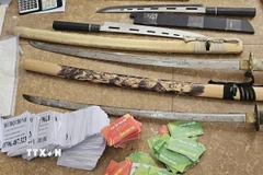 Tang vật các lực lượng thu giữ được. (Ảnh: TTXVN phát)