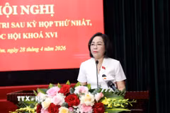 Phó Chủ tịch Quốc hội Nguyễn Thị Thanh phát biểu tổng kết hội nghị. (Ảnh: Đại Nghĩa/TTXVN)