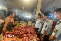 Đội quản lý thị trường đi kiểm tra thị trường. (Ảnh minh họa/TTXVN)