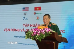 Thiếu tướng Đỗ Hồng Lâm, Phó Chủ tịch thường trực Trung ương Hội Nạn nhân chất độc da cam/dioxin Việt Nam, phát biểu. (Ảnh: Ngọc Thiện/TTXVN).