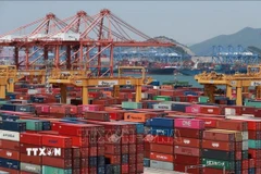 Container hàng hóa tại cảng Busan, Hàn Quốc. (Ảnh: YONHAP/TTXVN)