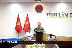 Ông Lê Trọng Yên, Phó Chủ tịch Ủy ban nhân dân tỉnh phát biểu tại cuộc họp. (Ảnh: Hồng Hiếu/TTXVN)