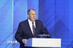 Ngoại trưởng Nga Sergey Lavrov phát biểu tại Hội nghị Quốc tế về An ninh Á-Âu ở Minsk, Belarus ngày 28/10/2025. (Ảnh: THX/TTXVN)