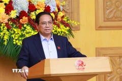 Thủ tướng Phạm Minh Chính chủ trì cuộc họp với Hội đồng Tư vấn chính sách về phát triển kinh tế tư nhân. (Ảnh: Dương Giang/TTXVN)