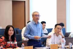 Thứ trưởng Bộ Văn hoá, Thể thao và Du lịch Phan Tâm báo cáo tờ trình Chính phủ về sửa đổi một số điều của Luật Xuất bản. (Ảnh: Tuấn Anh/TTXVN)