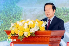 Ông Phạm Quang Ngọc, Chủ tịch Ủy ban Nhân dân tỉnh Hưng Yên phát biểu tại lễ khởi công. (Ảnh: Thế Duyệt/TTXVN)
