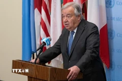 Tổng Thư ký LHQ Antonio Guterres phát biểu tại cuộc họp báo ở New York, Mỹ. (Ảnh: THX/TTXVN)