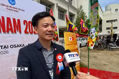 Anh Cao Thanh Định, nhà sáng lập kiêm giám đốc điều hành công ty ANPz Co.,Ltd (All Nippon Partners), trả lời phỏng vấn của phóng viên TTXVN. (Ảnh: Phạm Tuân/TTXVN)
