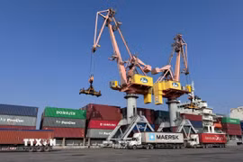 Bến cảng thuộc Công ty cổ phần Cảng Hải Phòng. (Ảnh: TTXVN phát)