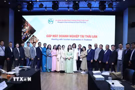 Đoàn công tác của Thành phố Cần Thơ cùng các doanh nghiệp chụp ảnh lưu niệm tại Hội nghị. (Ảnh: Đỗ Sinh/TTXVN)