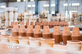Các sản phẩm gốm truyền thống. (Ảnh: Hương Giang/TTXVN)