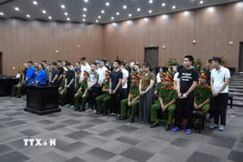 Các bị cáo tại phiên tòa. (Ảnh: Kim Anh/TTXVN)