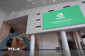 Video về chip AI của Nvidia tại triển lãm điện tử tiêu dùng CES ở Las Vegas, Nevada, Mỹ, ngày 5/1/2026. (Ảnh: Yonhap/TTXVN)