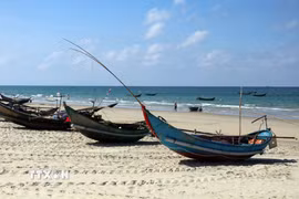 Không gian trang trí tại Quảng trường biển Tam Thanh ở phường Quảng Phú, thành phố Đà Nẵng. (Ảnh: Đỗ Trưởng/TTXVN)
