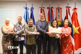 Thứ trưởng Ngoại giao Argentina Fernando Brun (người thứ ba, từ phải sang) nhấn mạnh ASEAN đã củng cố vững chắc vị thế trong tiến trình hội nhập khu vực trong gần 6 thập kỷ qua. (Ảnh: Thanh Tùng/TTXVN)