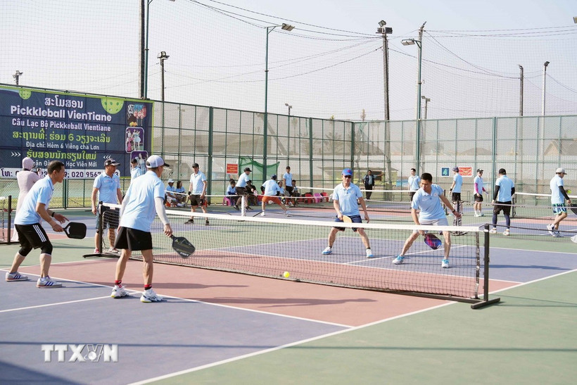 Giải Pickleball hữu nghị Việt Nam-Lào lần thứ I năm 2025 tại thủ đô Vientiane của Lào. (Ảnh: Đỗ Bá Thành/TTXVN)
