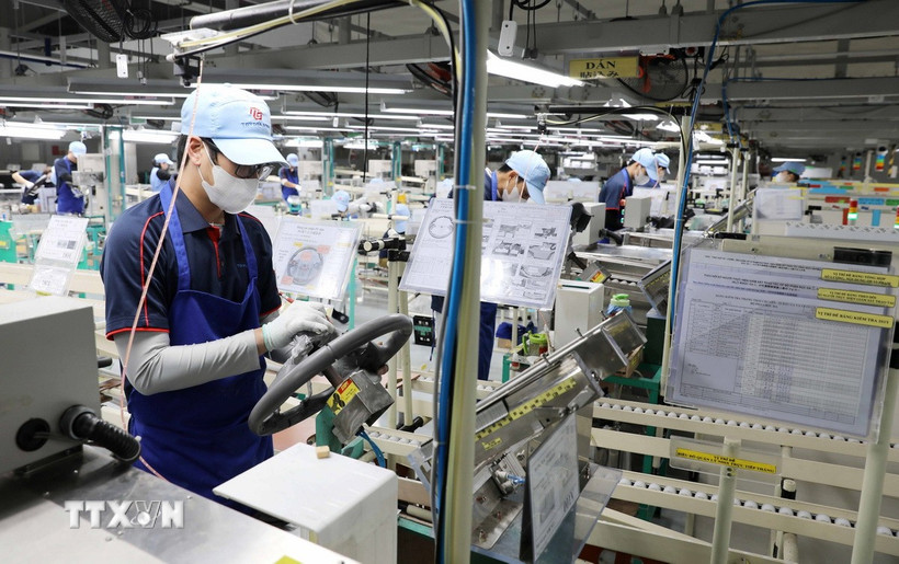 Hoạt động sản xuất tại Chi nhánh Công ty Trách nhiệm hữu hạn Toyoda Gosei Hải Phòng, Khu công nghiệp Tiền Hải, huyện Tiền Hải, tỉnh Thái Bình. (Ảnh: Thu Hoài/TTXVN)