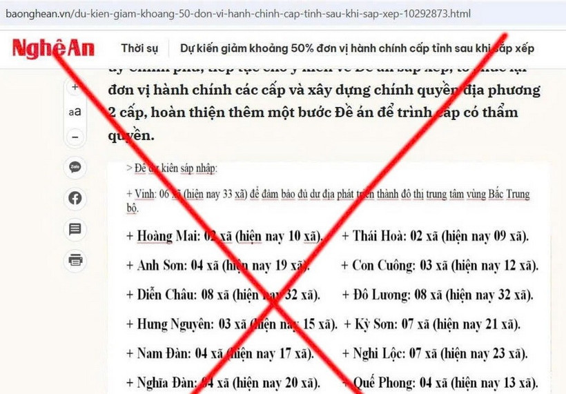 Ảnh cắt ghép, giả mạo bài viết trên Báo Nghệ An. (Nguồn: báo Nghệ An)