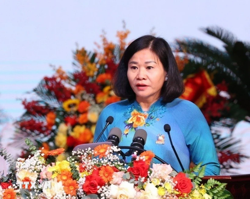 Ủy viên Trung ương Đảng, Chủ tịch Hội Liên hiệp Phụ nữ Việt Nam Nguyễn Thị Tuyến phát biểu. (Ảnh: Văn Điệp/TTXVN)
