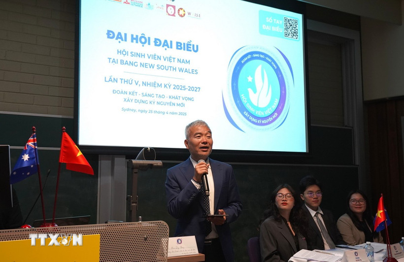 Ông Nguyễn Thanh Tùng, Tổng Lãnh sự Việt Nam tại Sydney, phát biểu tại Đại hội. (Ảnh: Lê Đạt/TTXVN)