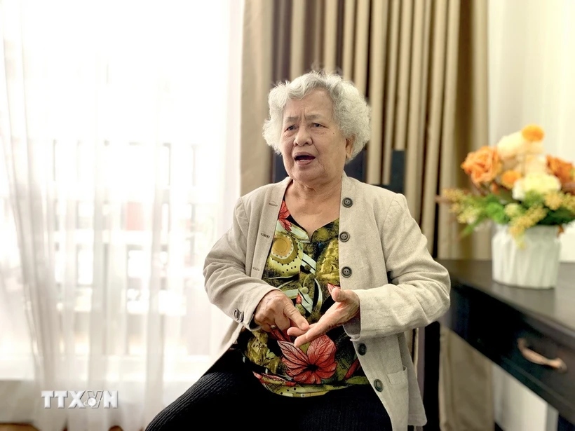 Bà Nguyễn Thị Nè, xã Phú Mỹ Hưng, huyện Củ Chi, Thành phố Hồ Chí Minh, thành viên đơn vị A20 của Quân giải phóng có nhiệm vụ tiếp quản nguỵ quân đầu hàng vào ngày 30/4/1975. (Ảnh: Việt Đức/TTXVN)