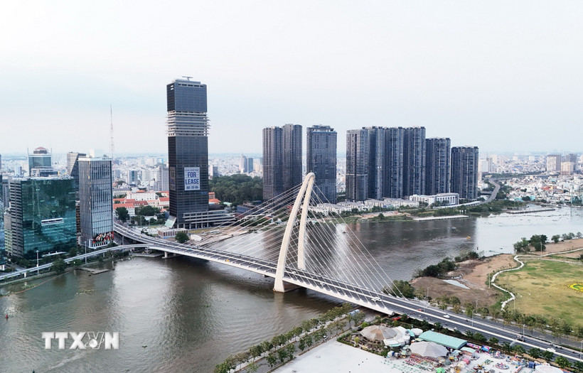 Cầu Ba Son (tên gọi cũ cầu Thủ Thiêm 2) có vốn đầu tư trên 3.000 tỷ đồng kết nối Khu đô thị Thủ Thiêm, thành phố Thủ Đức và quận 1. (Ảnh: Hồng Đạt/TTXVN)