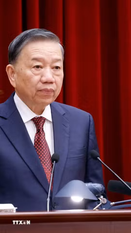Tổng Bí thư, Chủ tịch nước Tô Lâm phát biểu bế mạc Hội nghị Ban Chấp hành Trung ương Đảng lần thứ 3, khóa XIV. (Ảnh: Thống Nhất/TTXVN)