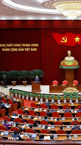 Tổng Bí thư Tô Lâm phát biểu bế mạc Hội nghị lần thứ hai Ban Chấp hành Trung ương Đảng khóa XIV. (Ảnh: Thống Nhất/TTXVN)