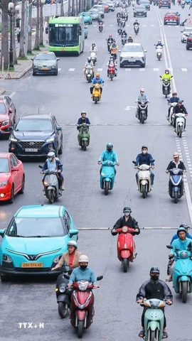 Xe điện với nhiều ưu điểm, tiện lợi nên ngày càng hiện diện nhiều trong đời sống hàng ngày của người dân. (Ảnh: Hoàng Hiếu/TTXVN)