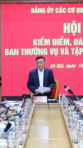Quang cảnh hội nghị kiểm điểm, đánh giá, xếp loại Ban Thường vụ và tập thể, cá nhân năm 2025 của Đảng ủy các cơ quan Đảng Trung ương. (Ảnh: Phương Hoa/TTXVN)