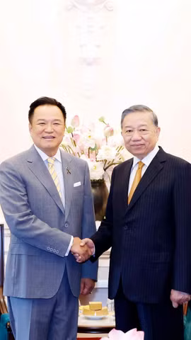 Tổng Bí thư, Chủ tịch nước Tô Lâm tiếp Thủ tướng Thái Lan Anutin Charnvirakul. (Ảnh: Thống Nhất/TTXVN)