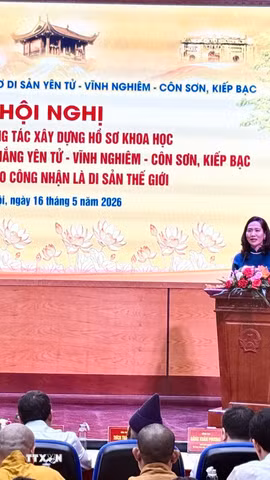 Quang cảnh Hội nghị Tổng kết hành trình đưa Yên Tử-Vĩnh Nghiêm-Côn Sơn, Kiếp Bạc thành Di sản Thế giới. (Ảnh: Phương Lan/TTXVN)