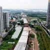 Gói thầu XL3 đường Vành đai 3 Thành phố Hồ Chí Minh, đoạn phường Long Bình hiện đạt 80% khối lượng. (Ảnh: Hồng Đạt/TTXVN)