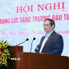 Thủ tướng Phạm Minh Chính phát biểu khai mạc Hội nghị thúc đẩy động lực tăng trưởng đầu tư công năm 2025. (Ảnh: Dương Giang/TTXVN)