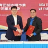 Lễ ký kết Biên bản ghi nhớ hợp tác giữa Thành Đoàn Thành phố Hồ Chí Minh với Thành Đoàn thành phố Trùng Khánh, Trung Quốc. (Ảnh: Trung Tuyến/TTXVN)