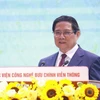 Thủ tướng Phạm Minh Chính, Chủ tịch Hội đồng Thi đua-Khen thưởng Trung ương, phát động Phong trào “Cả nước thi đua đổi mới sáng tạo và chuyển đổi số.” (Ảnh: Dương Giang/TTXVN)