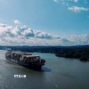 Tàu hàng di chuyển qua kênh đào Panama. (Ảnh: THX/TTXVN)