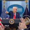 Tổng thống Mỹ Donald Trump phát biểu họp báo tại Nhà Trắng, Washington, D.C. (Ảnh: THX/TTXVN)