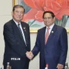 Thủ tướng Phạm Minh Chính gặp Thủ tướng Nhật Bản Ishiba Shigeru bên lề Hội nghị Cấp cao ASEAN lần thứ 44, 45 và các hội nghị cấp cao liên quan tại Vientiane (Lào), tháng 10/2024. (Ảnh: Dương Giang/TTXVN)
